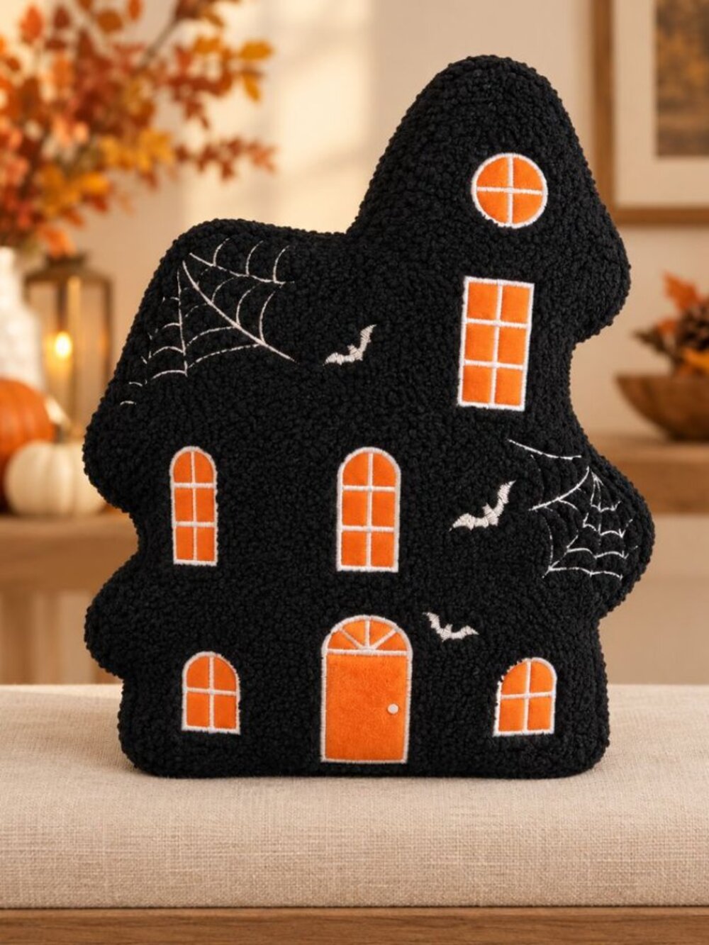 NWT Halloween Haunted House Throw Pillow
